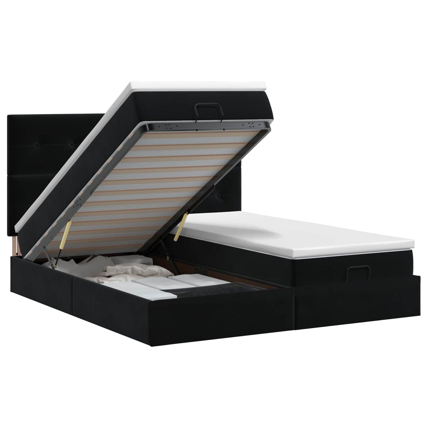 Ottoman bed met matras met hoofdeinde 2 st Zwart Fluweel