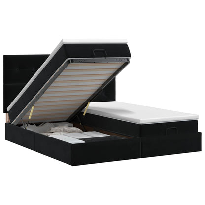 Ottoman bed met matras met hoofdeinde 2 st Zwart Fluweel