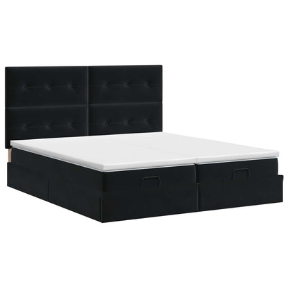 Ottoman bed met matras met hoofdeinde 2 st Zwart Fluweel