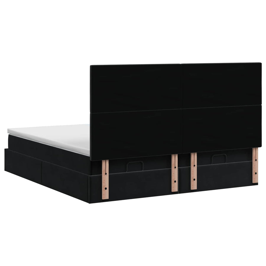 Ottoman bed met matras met hoofdeinde 2 st Zwart Fluweel