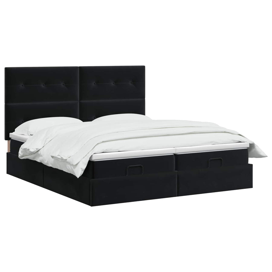 Ottoman bed met matras met hoofdeinde 2 st Zwart Fluweel