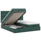 Ottoman bed 160x200 cm donkergroen fluweel met opbergruimte
