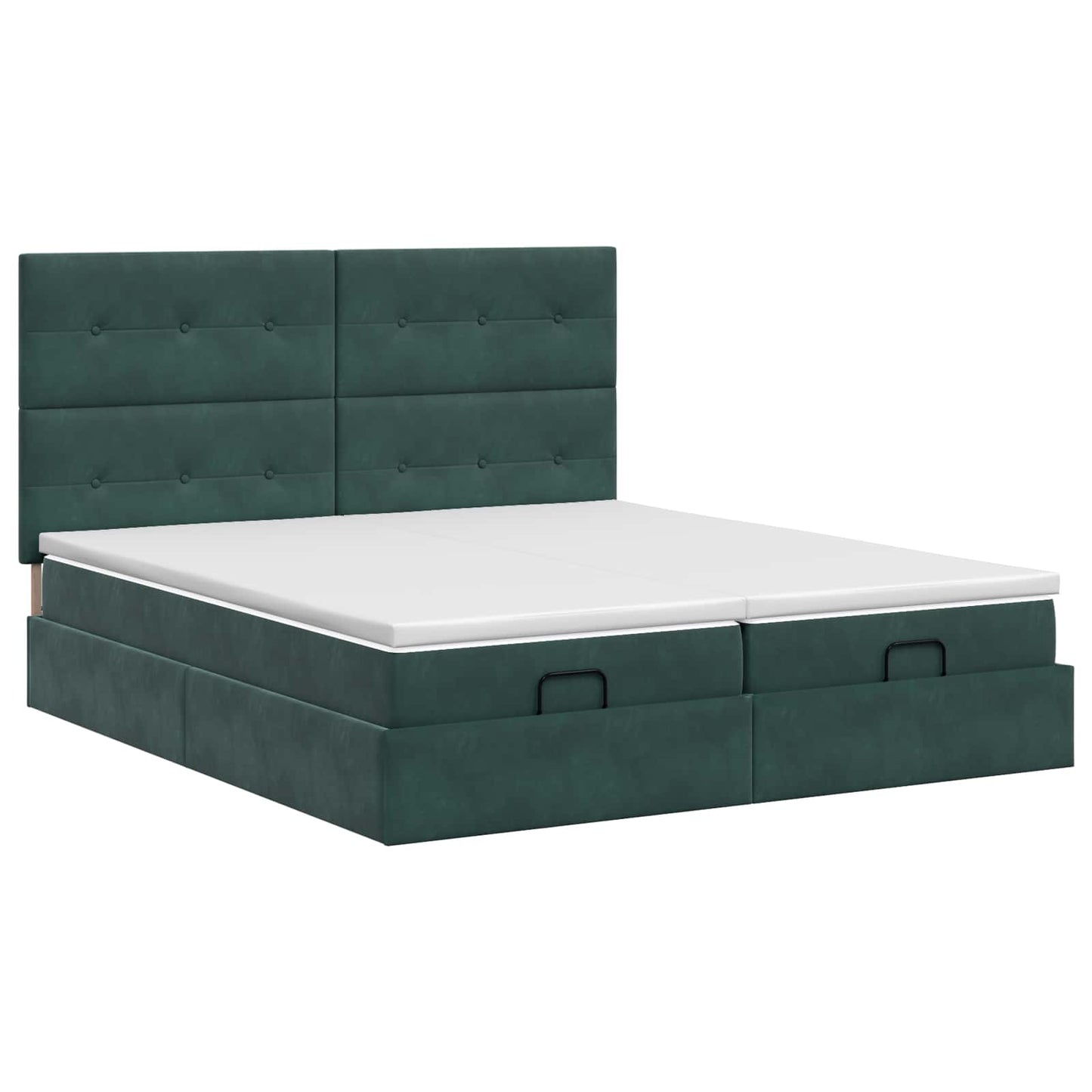 Ottoman bed met matras met hoofdeinde 2 st Donkergroen Fluweel