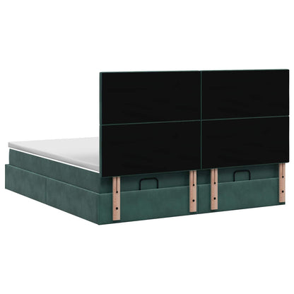 Ottoman bed met matras met hoofdeinde 2 st Donkergroen Fluweel
