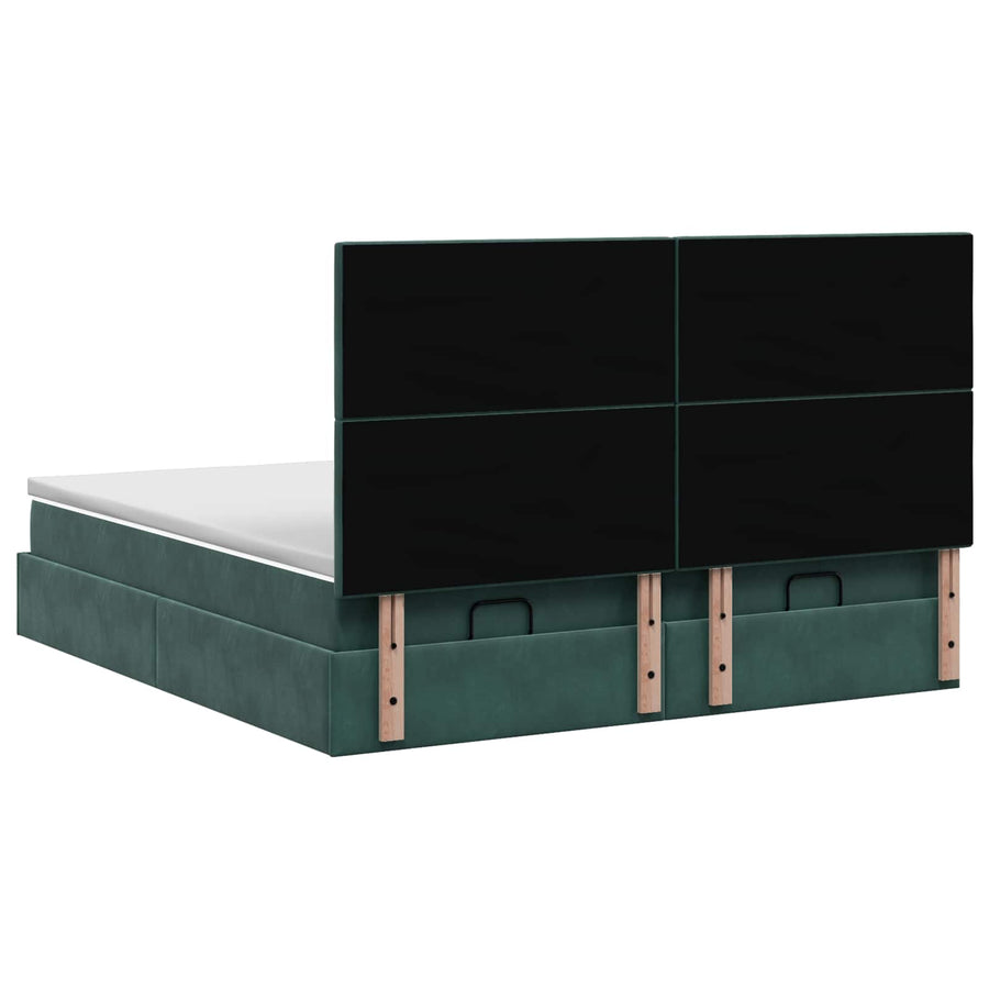 Ottoman bed met matras met hoofdeinde 2 st Donkergroen Fluweel