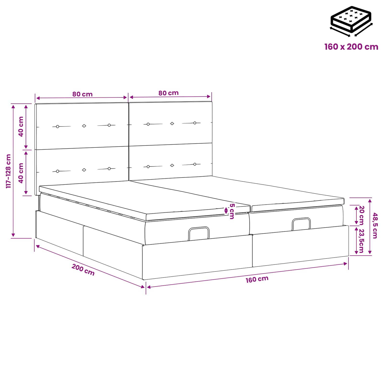 Ottoman bed met matras met hoofdeinde 2 st Donkergroen Fluweel