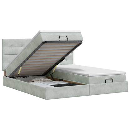 Ottoman bed met matras met hoofdeinde 2 st Lichtgrijs Fluweel