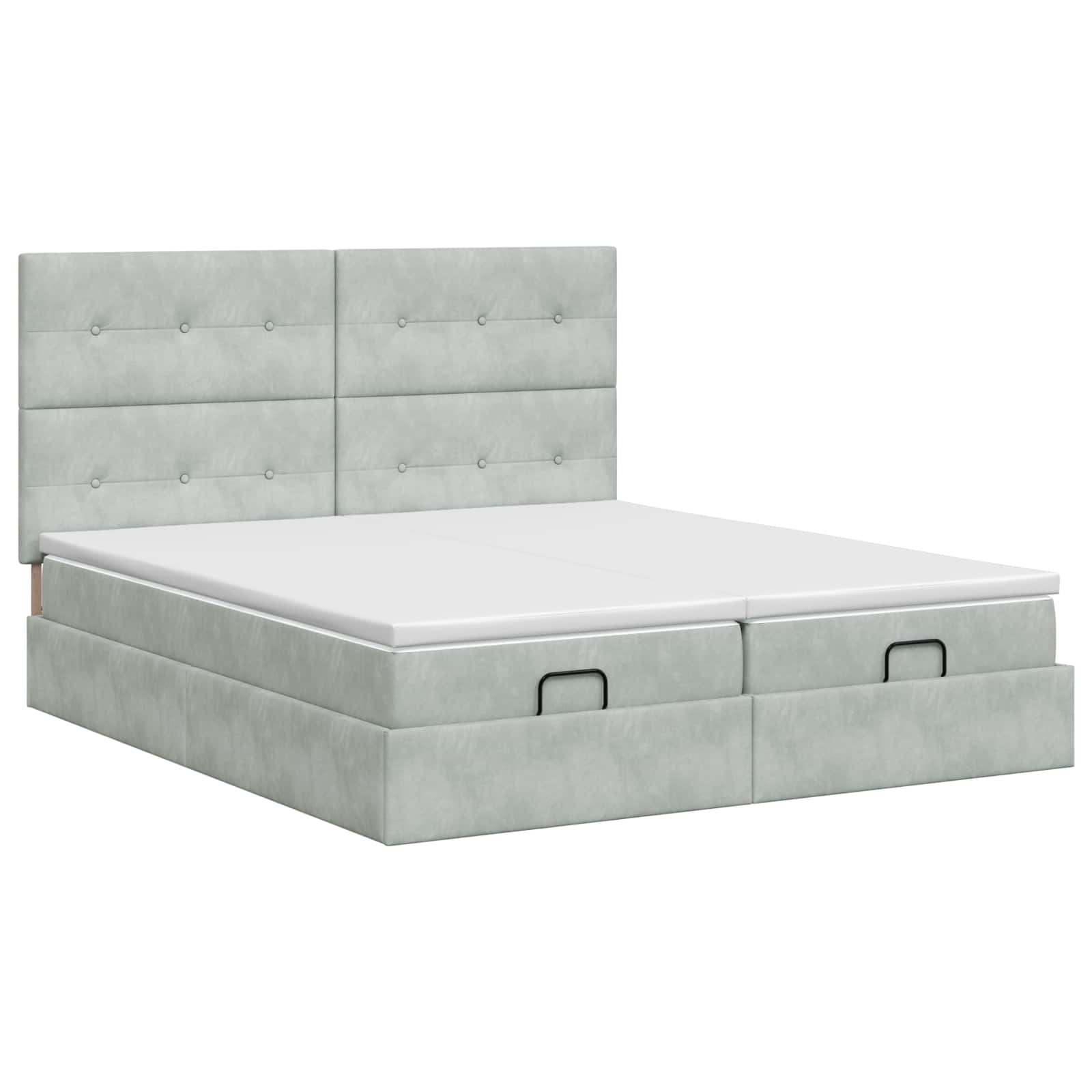 Ottoman bed met matras met hoofdeinde 2 st Lichtgrijs Fluweel