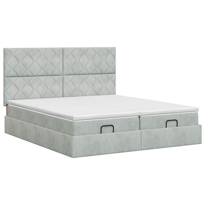 Ottoman bed met matras met hoofdeinde 2 st Lichtgrijs Fluweel