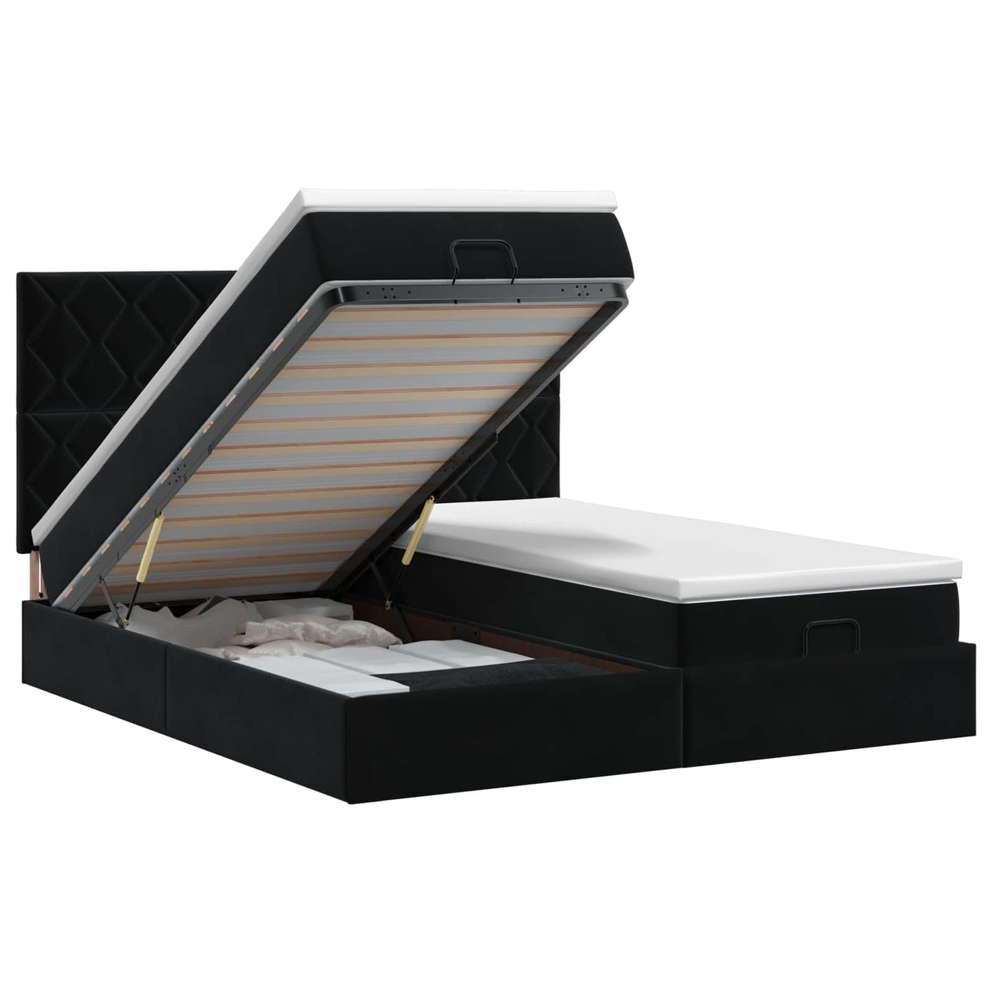 Ottoman bed met matras met hoofdeinde 2 st Zwart Fluweel