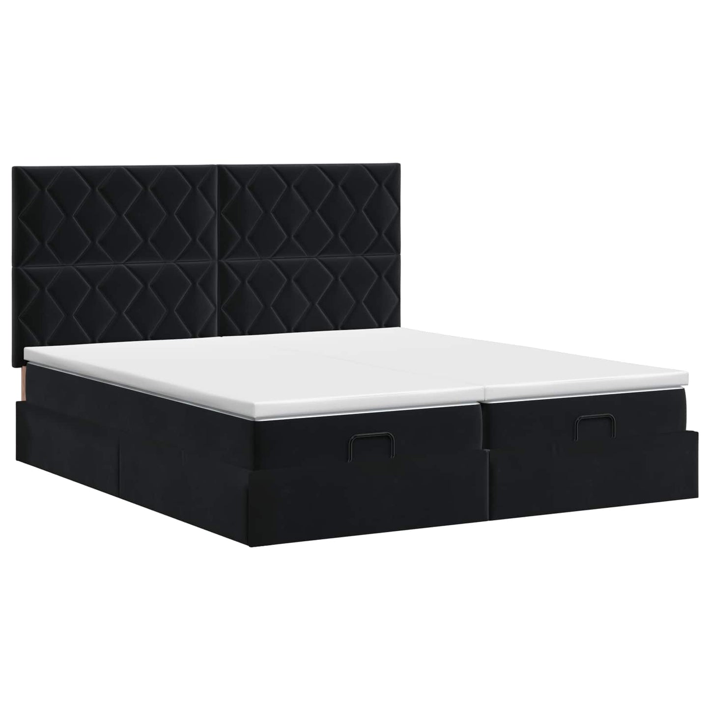 Ottoman bed met matras met hoofdeinde 2 st Zwart Fluweel