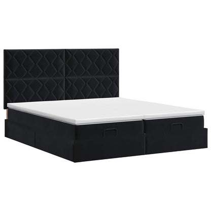 Ottoman bed met matras met hoofdeinde 2 st Zwart Fluweel
