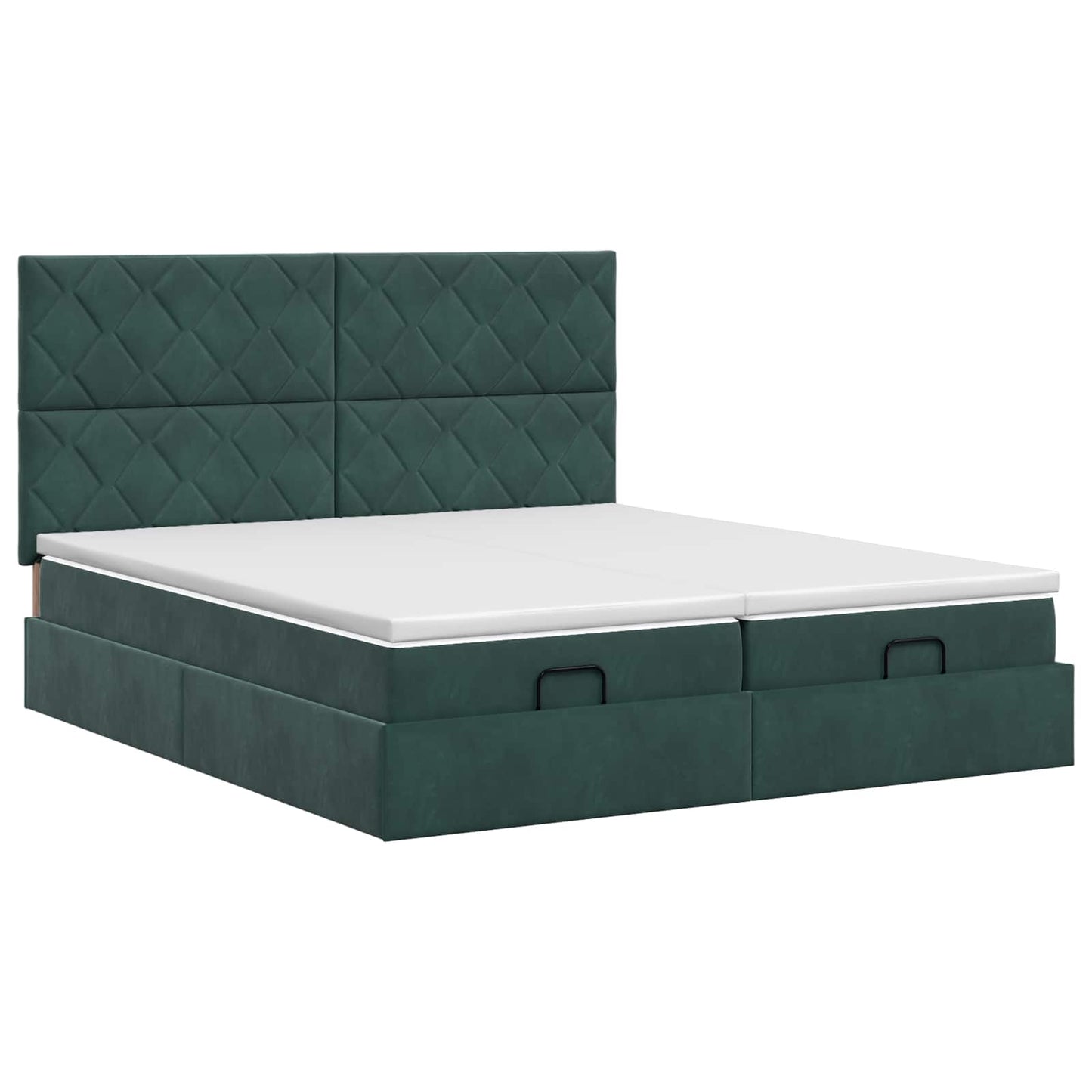 Ottoman bed met matras met hoofdeinde 2 st Donkergroen Fluweel