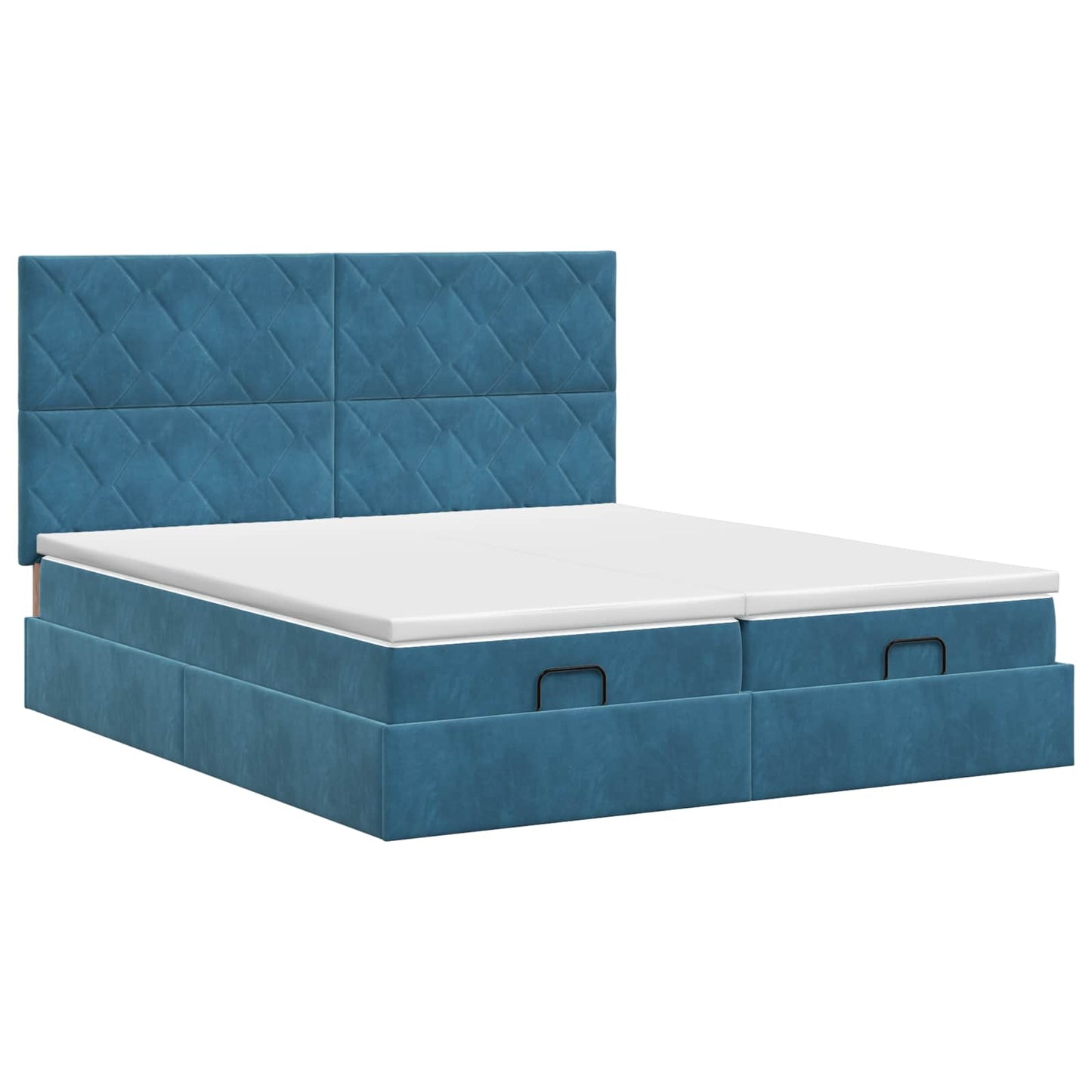 Ottoman bed met matras met hoofdeinde 2 st Donkerblauw Fluweel