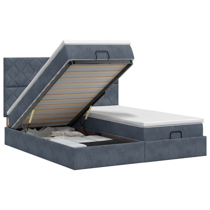 Ottoman bed met matras met hoofdeinde 2 st Donkergrijs Fluweel