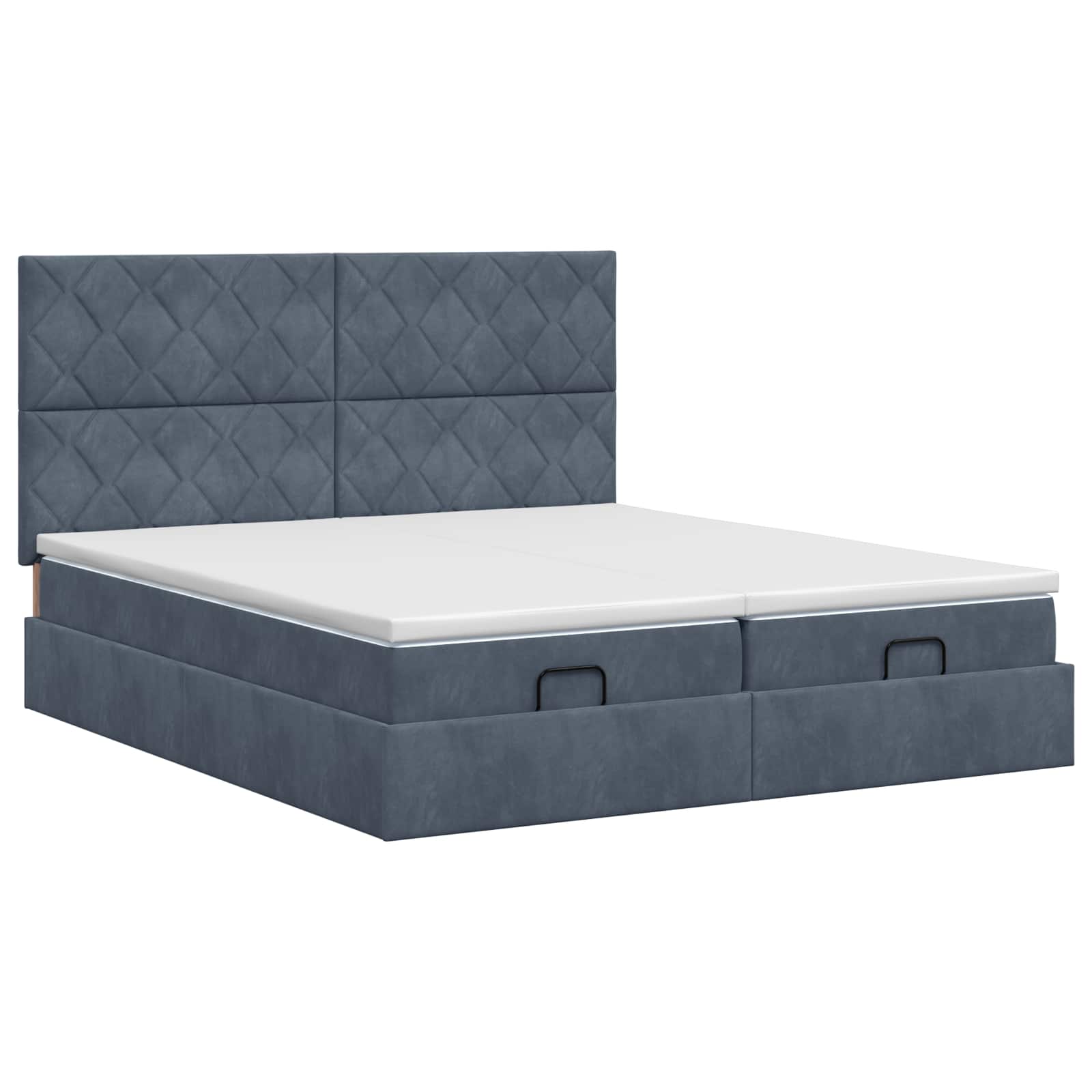 Ottoman bed met matras met hoofdeinde 2 st Donkergrijs Fluweel