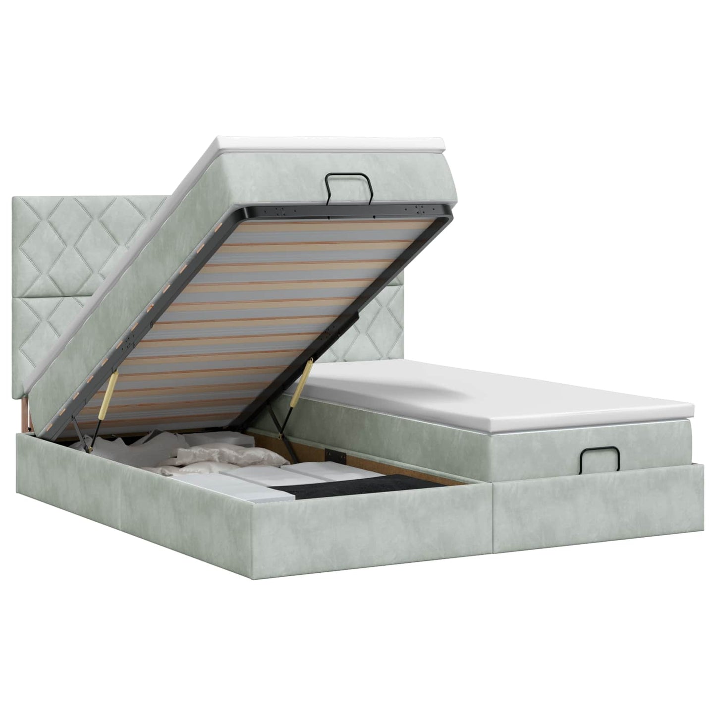 Ottoman bed met matras met hoofdeinde 2 st Lichtgrijs Fluweel