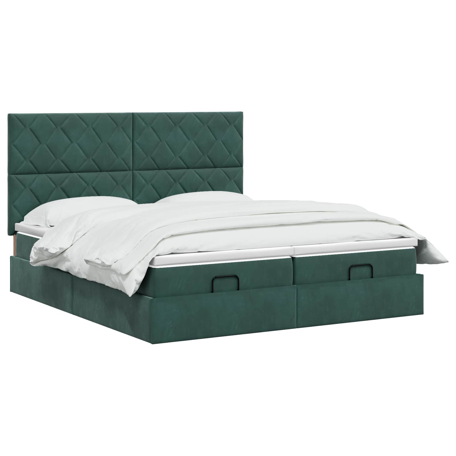 Ottoman bed met matras met hoofdeinde 2 st Donkergroen Fluweel