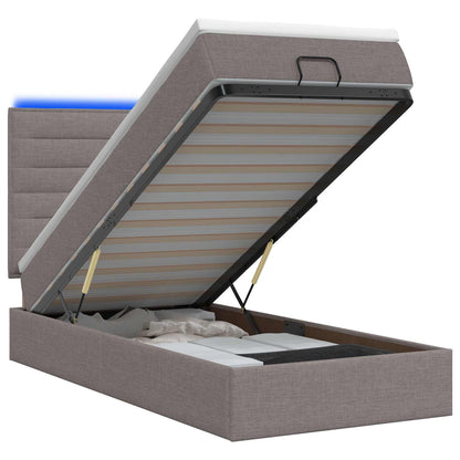 Ottoman Bed met Matrassen en LED Taupe 80 x 200 cm Stof