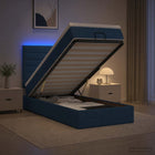 Bed blauw 100 x 200 cm met opbergruimte LED