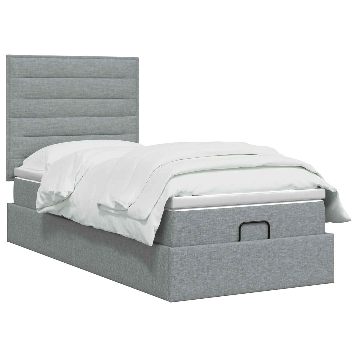 Ottoman Bed met Matrassen en LED Lichtgrijs 90 x 190 cm Stof