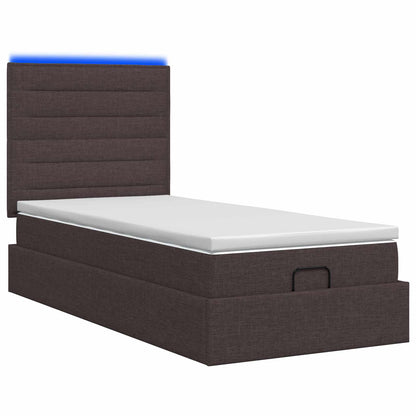 Ottoman Bed met Matrassen en LED Donkerbruin 90 x 190 cm Stof