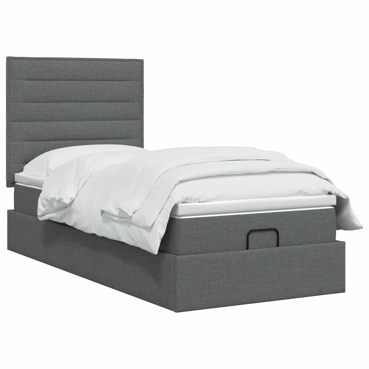 Ottoman Bed met Matrassen en LED Donkergrijs 90 x 200 cm Stof