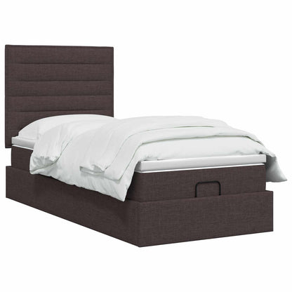 Ottoman Bed met Matrassen en LED Donkerbruin 90 x 200 cm Stof