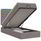 Ottoman bed 90x200 cm taupe met opbergruimte en LED