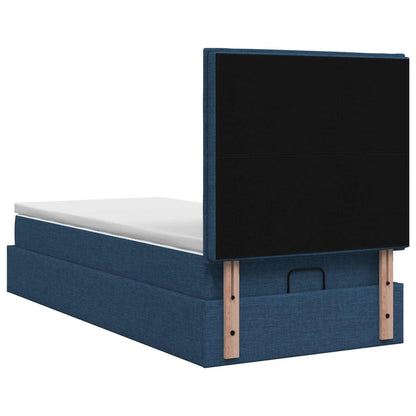 Ottoman Bed met Matrassen en LED Blauw 90 x 200 cm Stof