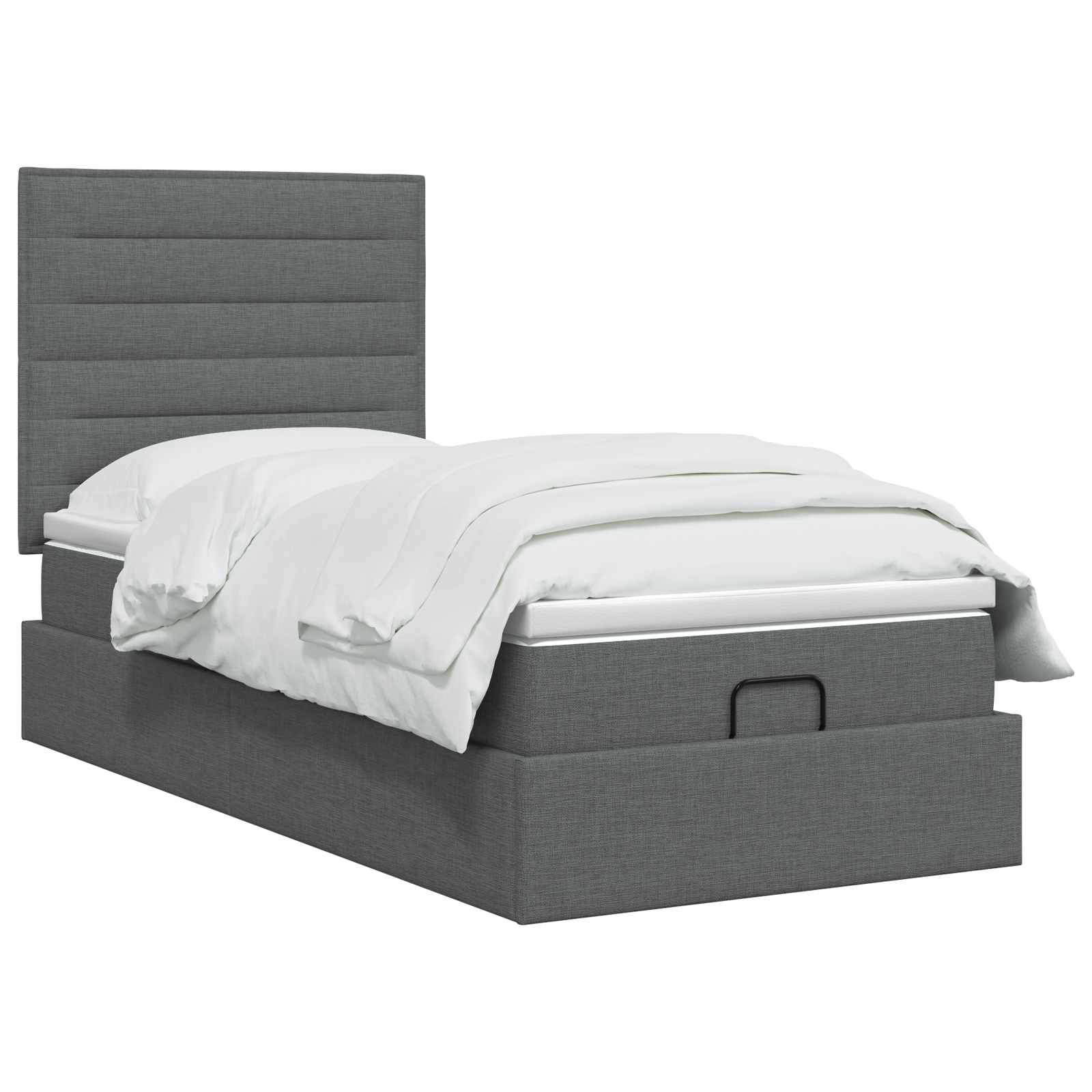 Ottoman Bed met Matrassen en LED Donkergrijs 100 x 200 cm Stof