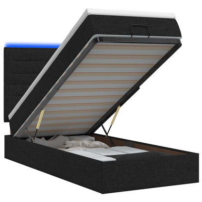 Ottoman Bed met Matrassen en LED Zwart 100 x 200 cm Stof
