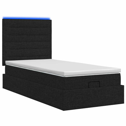 Ottoman Bed met Matrassen en LED Zwart 100 x 200 cm Stof