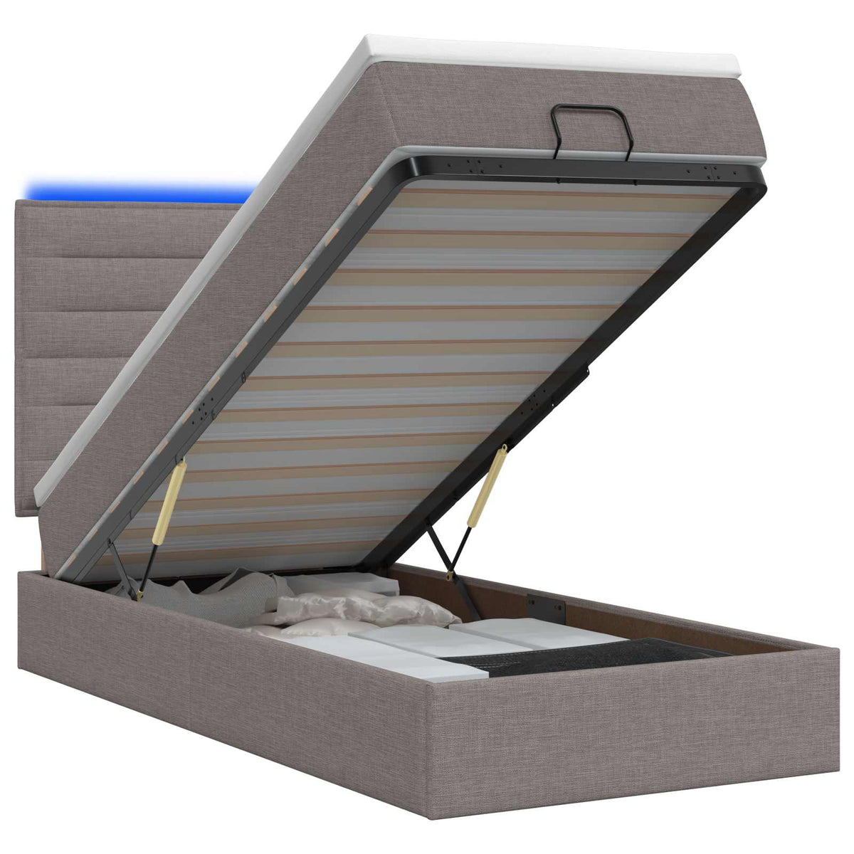 Ottoman Bed met Matrassen en LED Taupe 100 x 200 cm Stof
