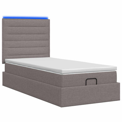Ottoman Bed met Matrassen en LED Taupe 100 x 200 cm Stof