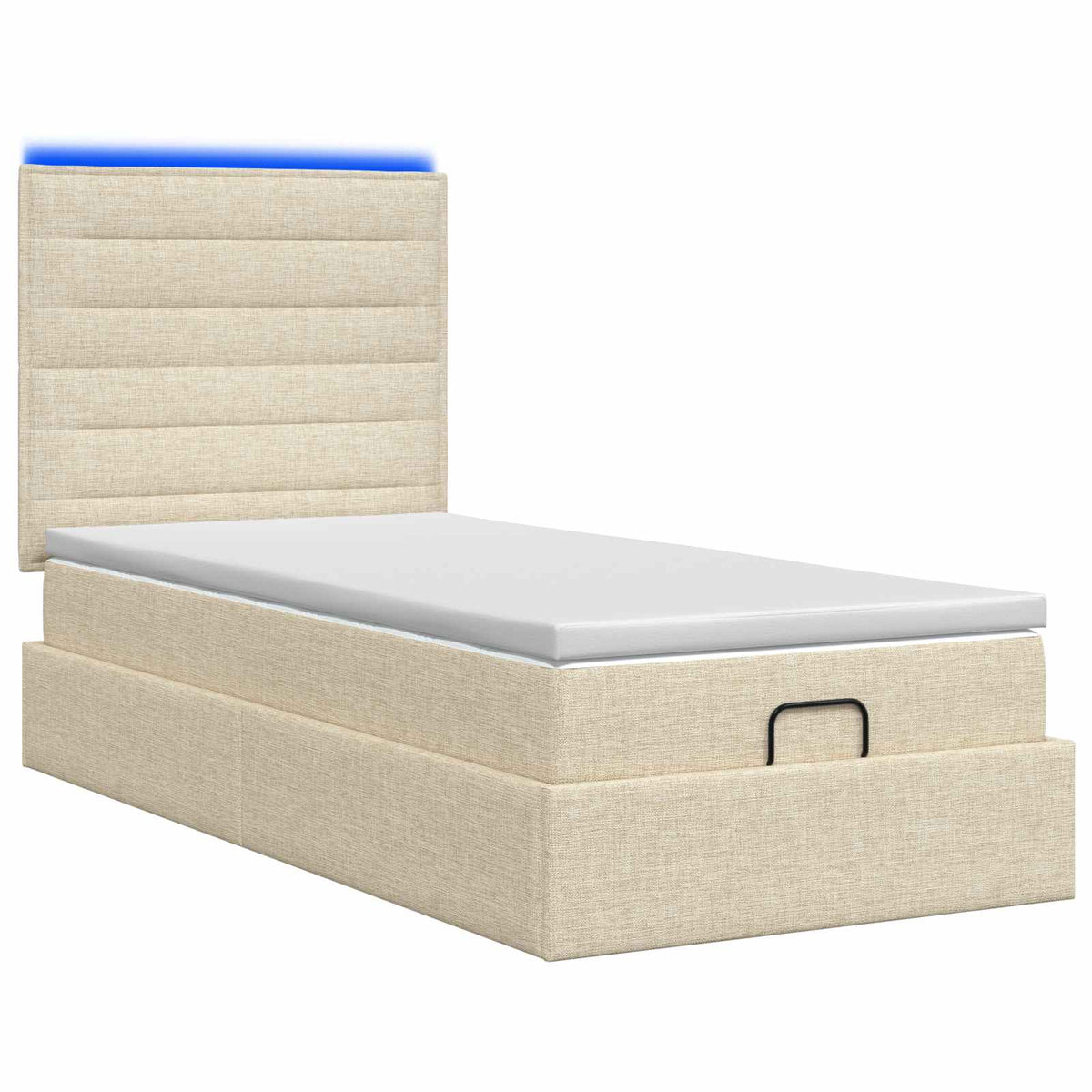 Ottoman Bed met Matrassen en LED Crèmekleurig 100 x 200 cm Stof