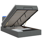 Ottoman Bed met Matrassen en LED Donkergrijs 120 x 190 cm Stof