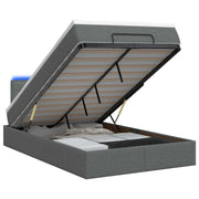 Ottoman bed 120x190 cm donkergrijs met matras en led