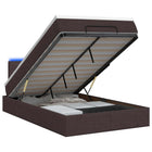 Ottoman bed 120x190 cm donkerbruin stof met matras en led