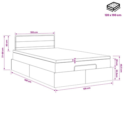 Ottoman Bed met Matrassen en LED Donkerbruin 120 x 190 cm Stof