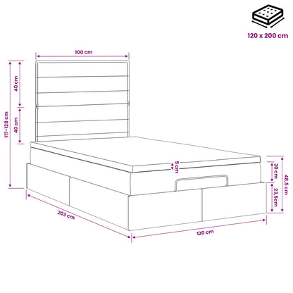 Ottoman Bed met Matrassen en LED Lichtgrijs 120 x 200 cm Stof