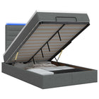 Ottoman Bed met Matrassen en LED Donkergrijs 120 x 200 cm Stof
