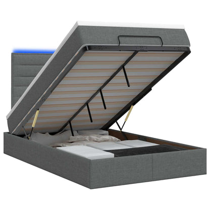 Ottoman Bed met Matrassen en LED Donkergrijs 120 x 200 cm Stof