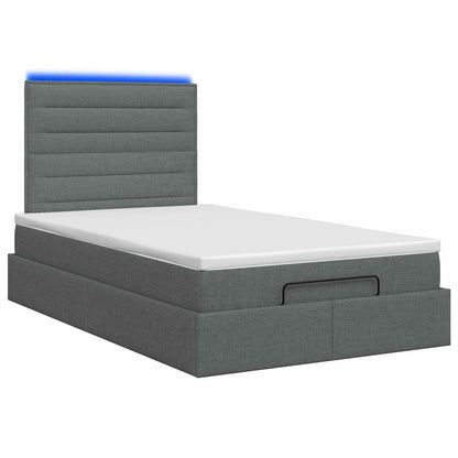 Ottoman Bed met Matrassen en LED Donkergrijs 120 x 200 cm Stof