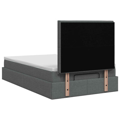 Ottoman Bed met Matrassen en LED Donkergrijs 120 x 200 cm Stof
