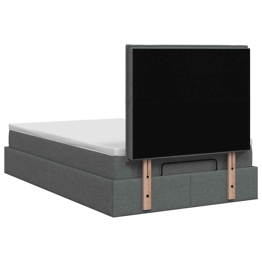 Ottoman Bed met Matrassen en LED Donkergrijs 120 x 200 cm Stof