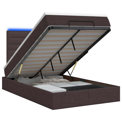 Ottoman Bed met Matrassen en LED Donkerbruin 120 x 200 cm Stof