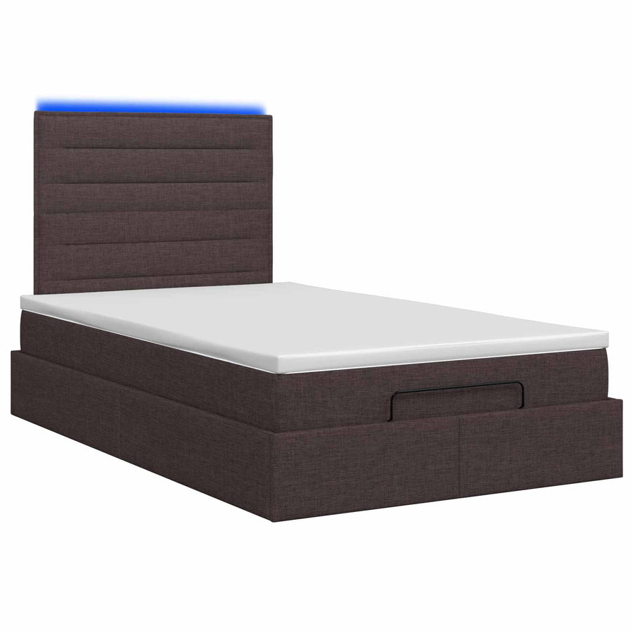 Ottoman Bed met Matrassen en LED Donkerbruin 120 x 200 cm Stof