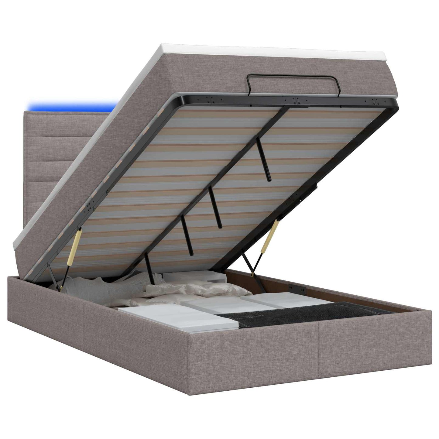 Ottoman Bed met Matrassen en LED Taupe 120 x 200 cm Stof