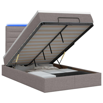 Ottoman Bed met Matrassen en LED Taupe 120 x 200 cm Stof